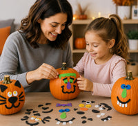 Fun Express 12 piece foam pumpkin decorating craft kit with self-adhesive character face pieces - view 3
