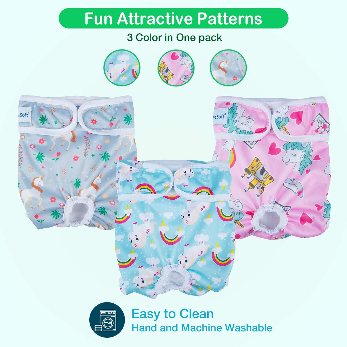 Pet Soft Female Dog Diapers, Puppy Diapers - Animals / X-Small:7''-10'' - image 3