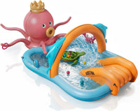 Inflatable Kids Pool, Airefina Dino Planet Inflatable Play Center Kiddie Pool with Water Slide - Octopus King