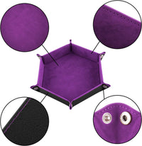 SIQUK 4 Pieces Dice Tray Set Foldable Dice Trays Hexagon Dice Rolling - Violet, Coffee, Green and Red - image 3