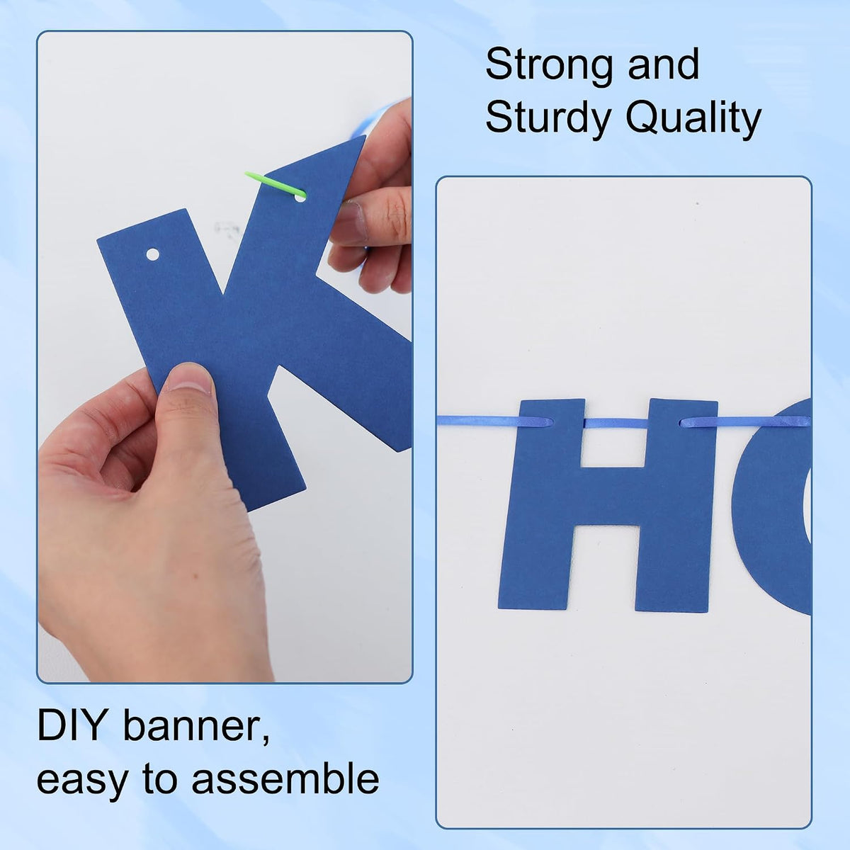 BEISHIDA 116 PCS A-Z DIY Letter Custom Banner Birthday Party Decor – Fun for Kids & Family - Matte Blue - image 3