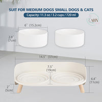 Elevated Ceramic Dog Bowl Set - White / Medium - image 2