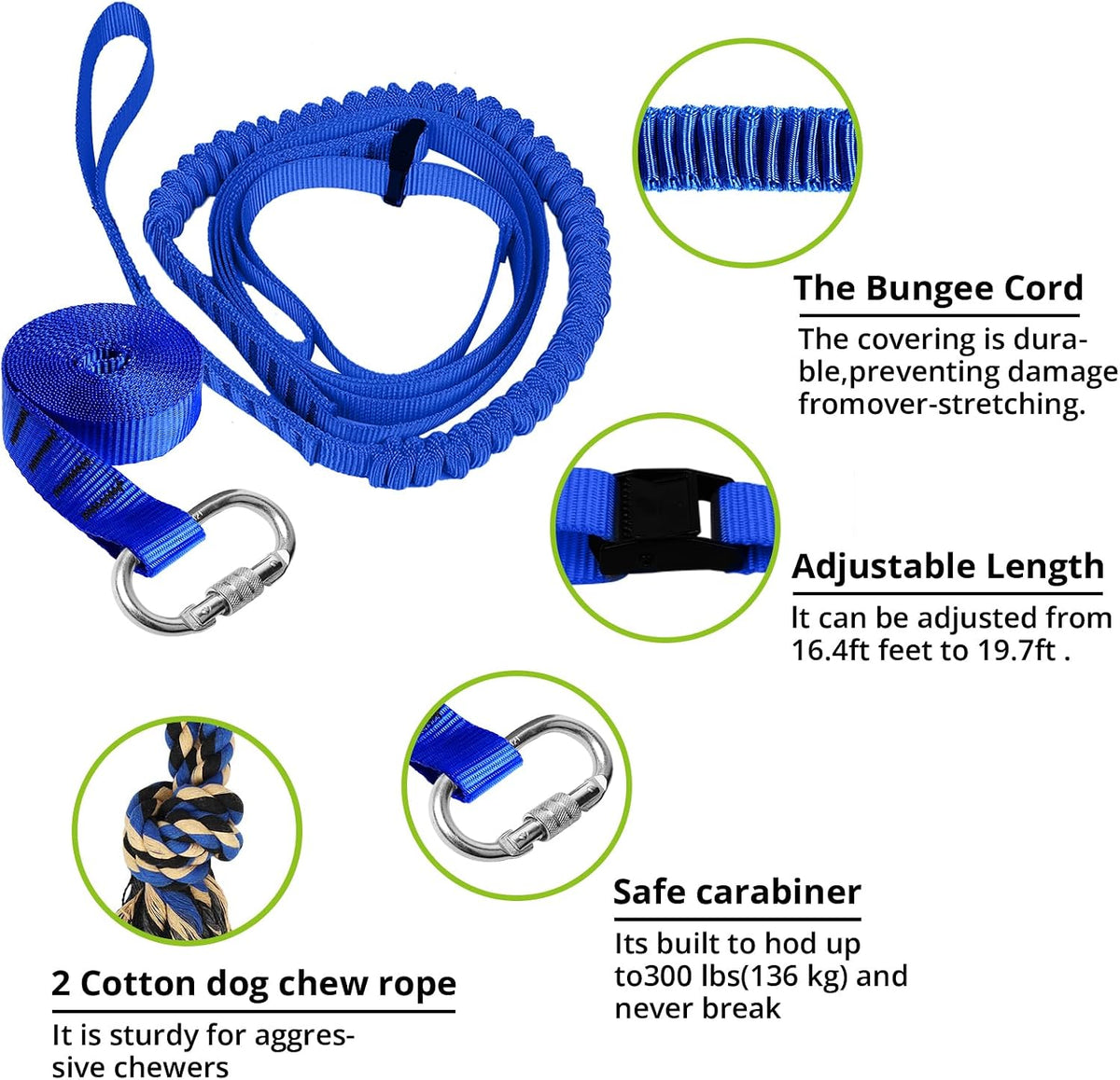 Dog Hanging Bungee Tug Toy: Interactive Tether Tug-of-War for Pitbull - X-Large-Blue-for Single Dog - image 4