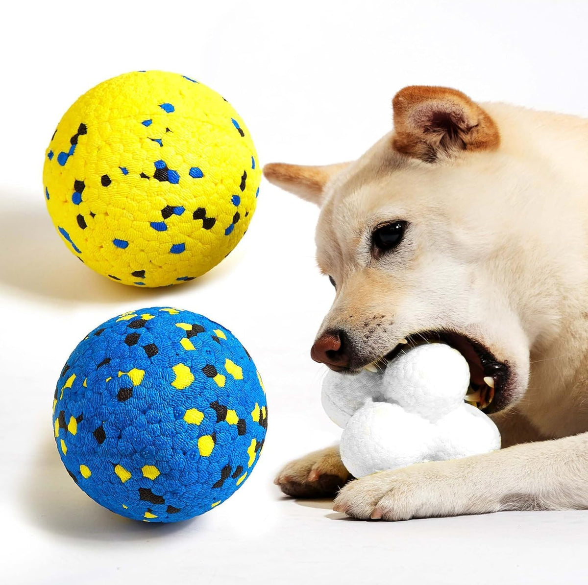 Kimee Dog Balls Tennis Balls Dog Chew Toys for Aggressive Chewers - 3 Balls (Atom 3.9in)
