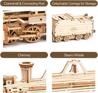 ROKR MC501 3D wooden puzzle mechanical steam express train model kit in 1:80 scale - view 3