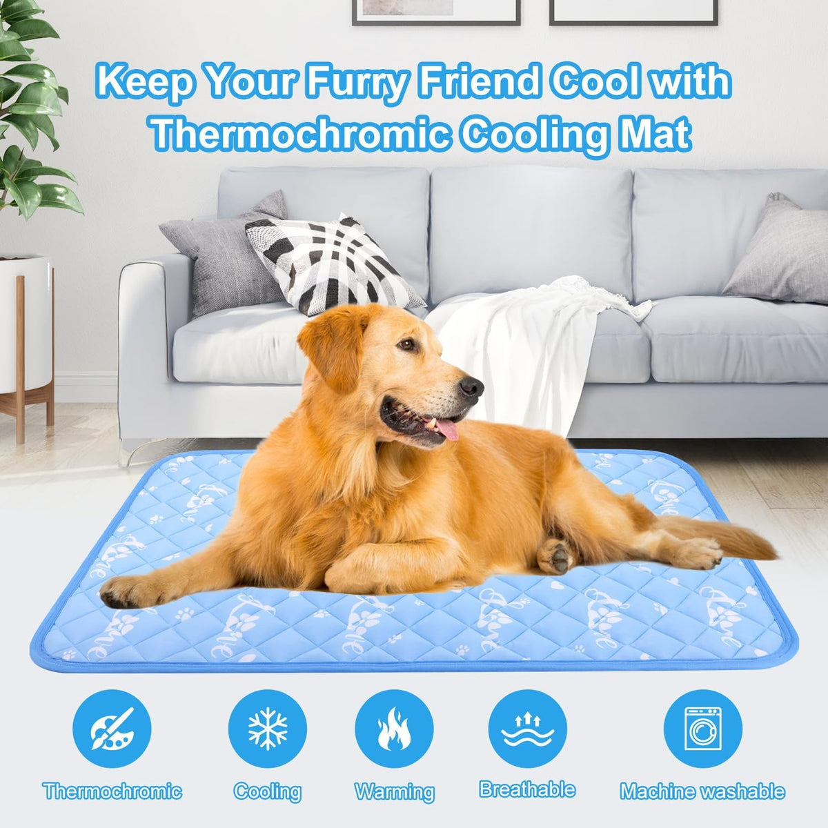 Dog Cooling Mat 36"x23", Cool-Chill Cool Fiber - 59.0" Extra Large x 40.0" W x 0.5" Th - image 2