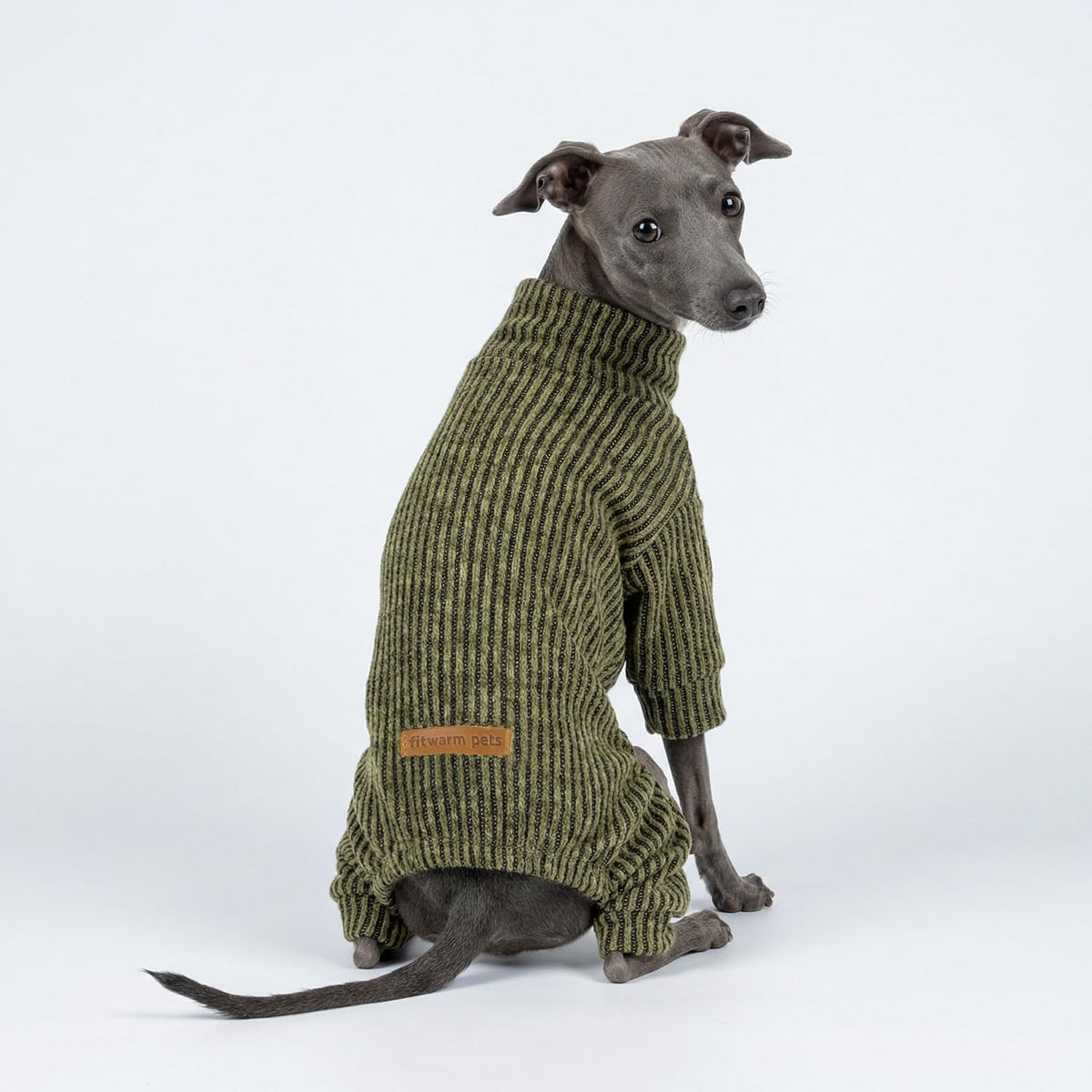Fitwarm Turtleneck Raglan Dog Pajamas - Large / Olive Green - image 4