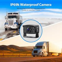 10" HD Backup Camera System Kit, Loop Recording Large Monitor with Wired Rear View Camera, IR Night Vision Waterproof Camera with Safe Parking Lines for Bus, Semi-Truck, Trailer, RV, BY102A