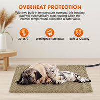 Heated Cat Bed, Waterproof Cat Heating Pad with Timer Temperature Adjustable, Indoor Heated - Brown / Large(35"x24") - image 3