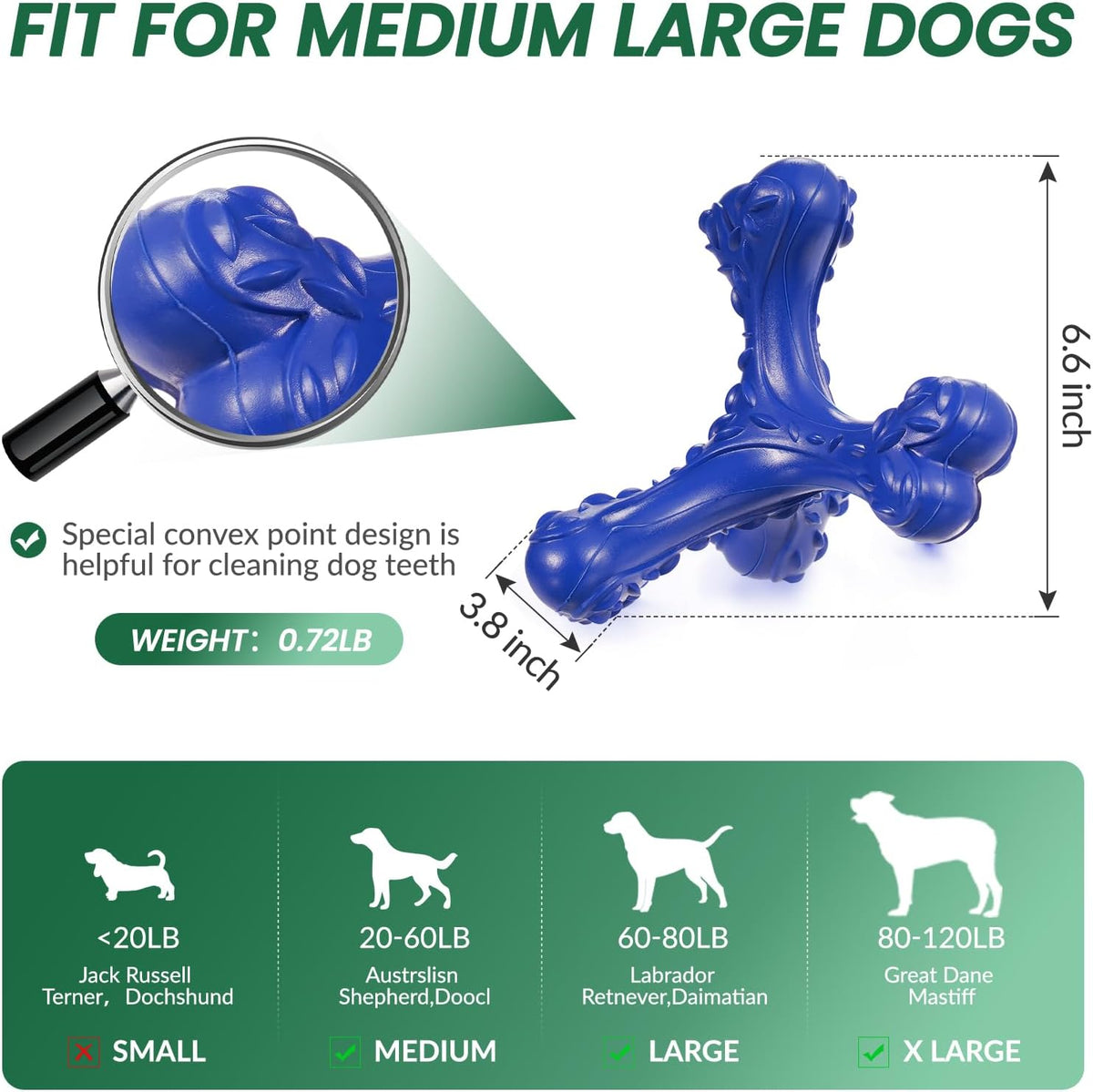 Dog Chew Toys for Aggressive Chewers Large Breed - Deep Blue - image 2