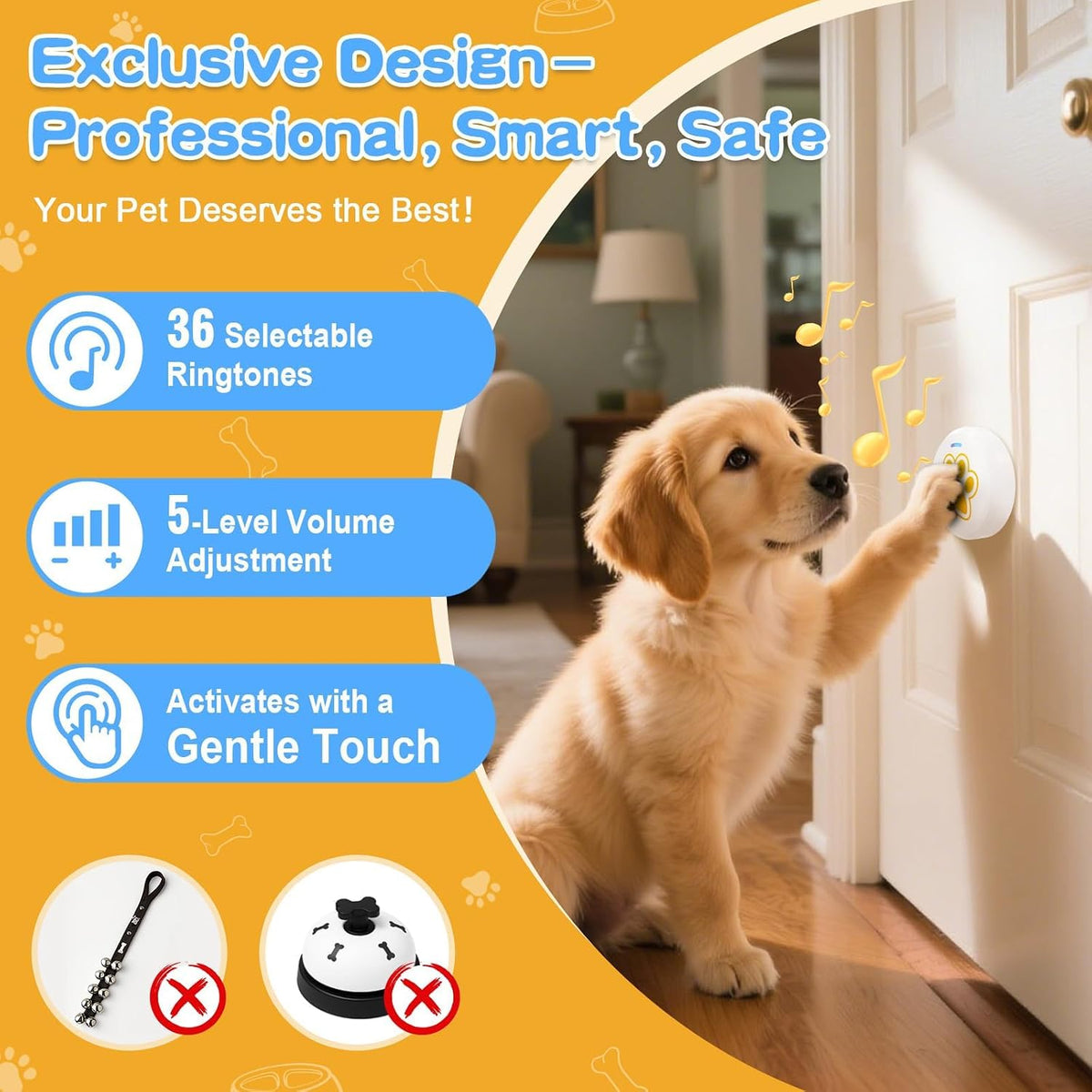 Dog Training Bells for Door - Yellow-1pack - image 3