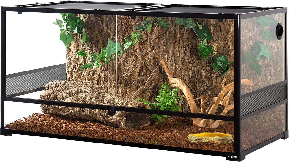 REPTI ZOO 50 Gallon Reptile Glass Tank Terrarium 2 in 1 Side Meshes - 48" x 24" x 24" (Mesh Panel)