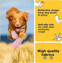 Hcpet Dog Shoes, Dog Boots for Small Dogs, Breathable Medium Dog Booties Paw Protector for Summer Hot Pavement, Winter Snowy Day, Outdoor Walking, Indoor Hardfloors Anti Slip Sole Pink Size 5