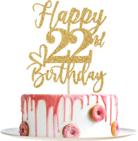 Happy 83rd Birthday Cake Topper - happy 22nd birthday / Gold Glitter
