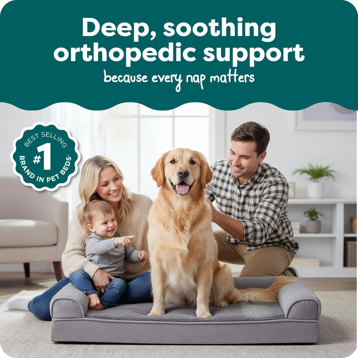 Furhaven Orthopedic Dog Bed for Large Dogs w/ Removable Bolsters - Jumbo / Gray - image 2