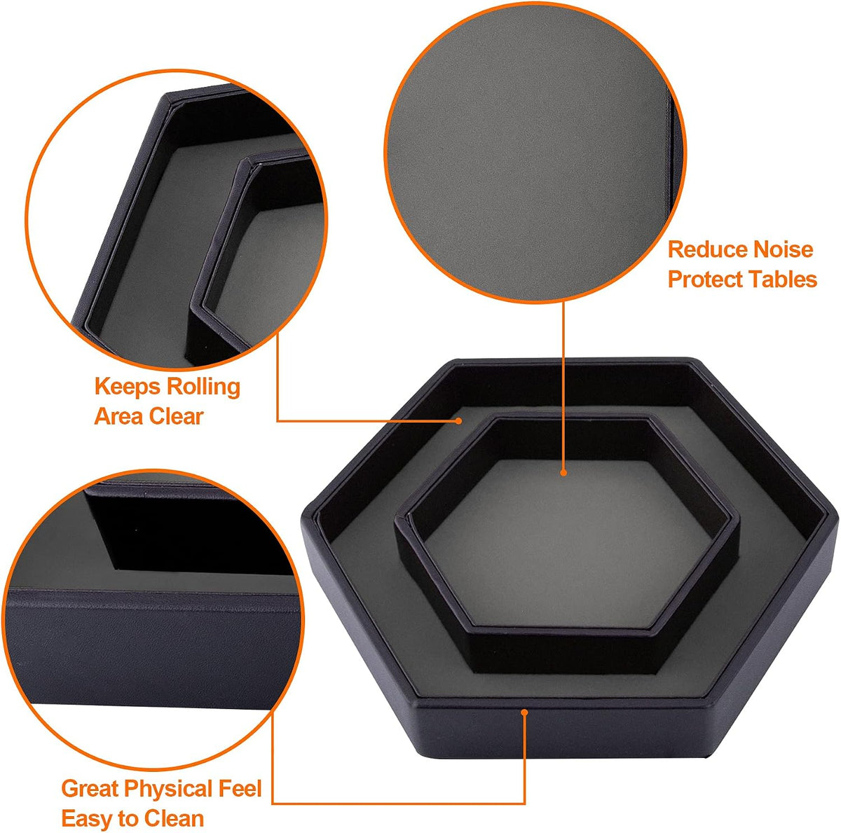 SIQUK Dice Tray with Lid Hexagon Dice Rolling Tray Dice Holder – Fun for Kids & Family - Gray - image 2