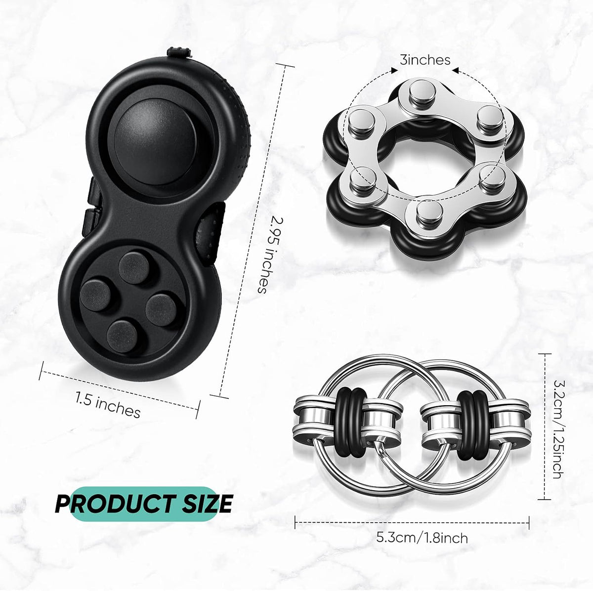 Gejoy 3 Pcs Fidget Toys Adults Set Silent - Black - image 2