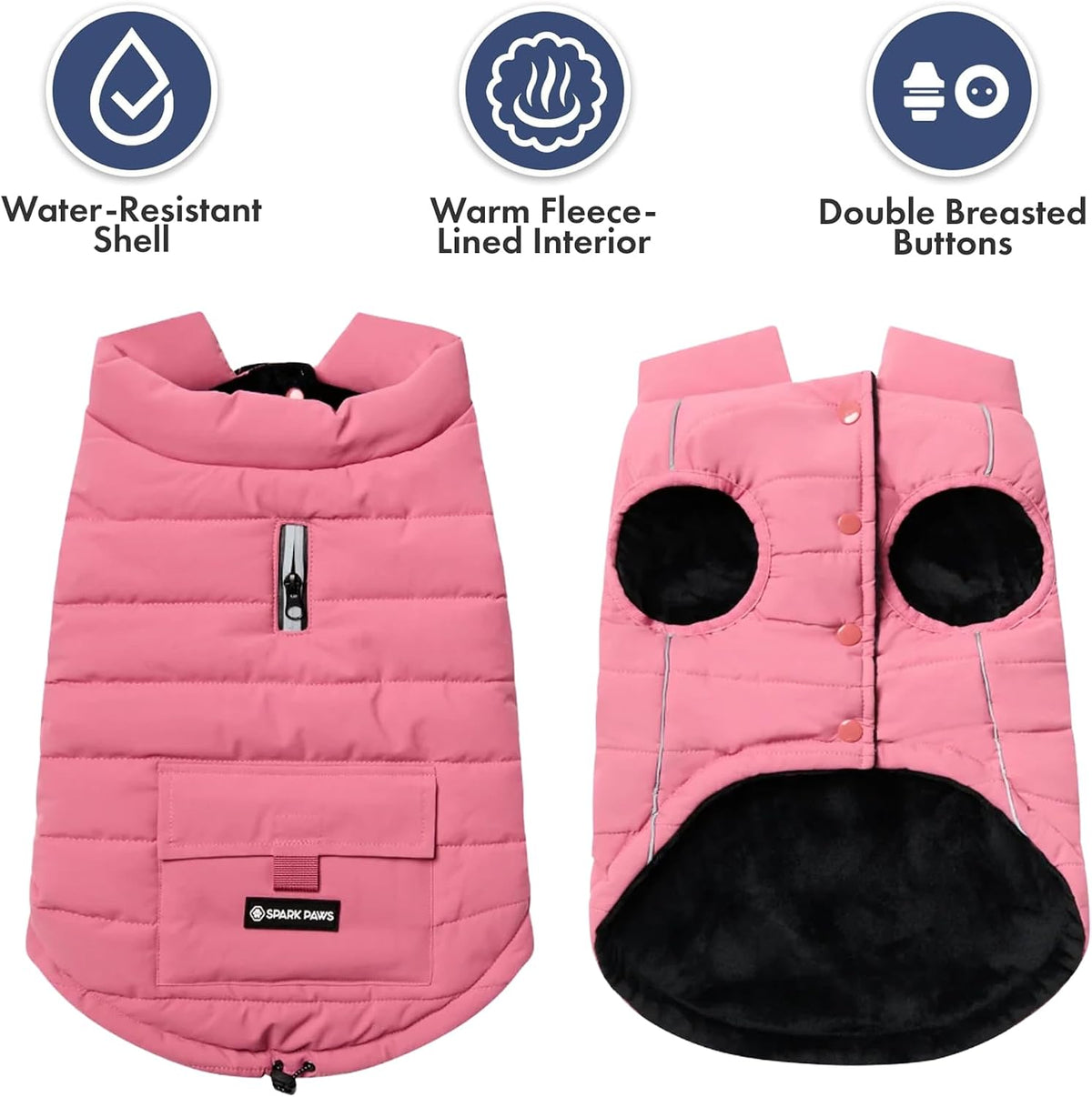 Spark Paws Dog Winter Coat Jacket - Dusty Pink / 4XL - image 4