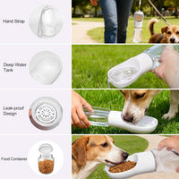 Portable Dog Water Bottle with Food Container - White / 19oz - image 3