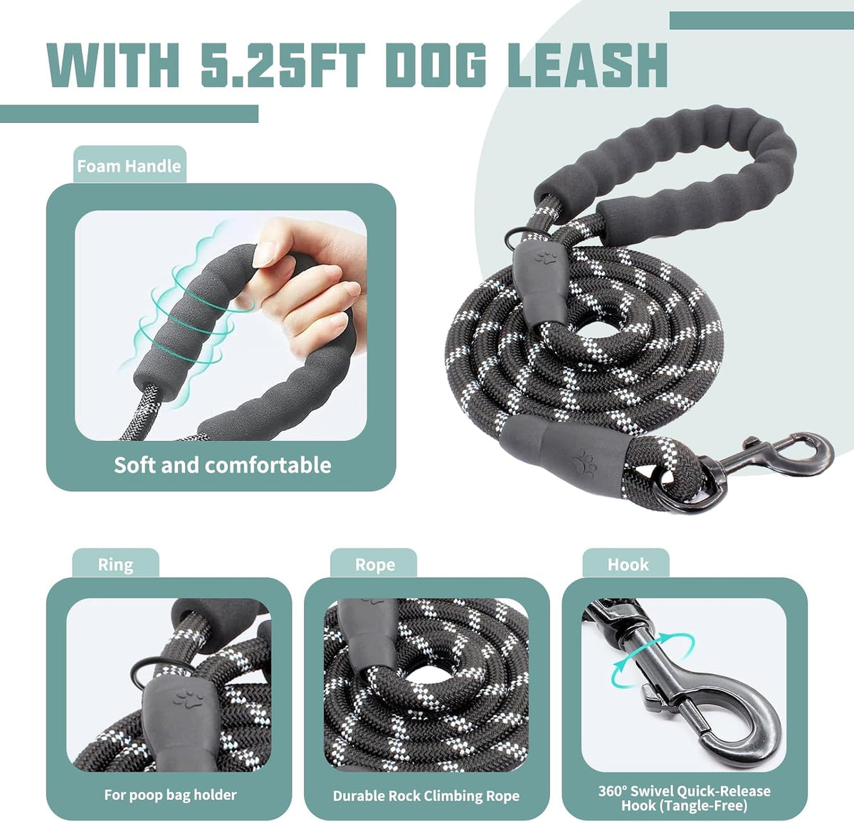 AUROTH Dog Harness for Large Dogs No Pull Tactical Harness and Leash - Macaron Blue / L(Neck:19.7"-25.6",Chest:26"-33.9") - image 4
