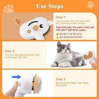 Cat Steam Brush, Pet Steam Brush for Cat & Dog, Mist Spray Comb, Spritz Defur Tool, Water Grooming Kit, Dog Hair Removal Steam Cleaner with Release Button