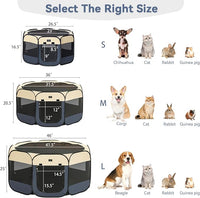 A4Pet Portable Dog Playpen for Small Dogs, 27" Foldable Small Pet Playpen for Puppy/Cat/Rabbit/Chick, Indoor Cat Playpen with Removable Zipper & Mesh Panel(11”W × 7.5”H)