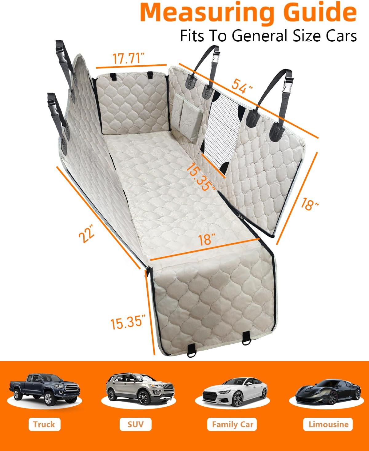 Dog Car Seat Cover for Back Seat - beige-Y - image 4