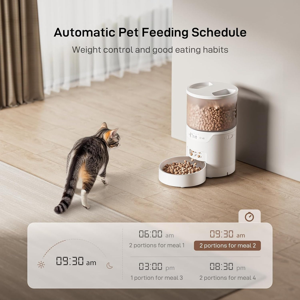 IMIPAW PET Automatic Cat Feeder: 3L Auto Food Dispenser with Timed - White - image 2