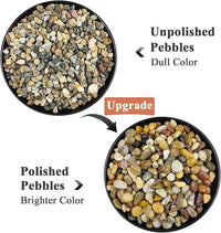 Poilished Fish Tank Gravel, 3/8 Inch Pebbles for Indoor Plants, Decorative Stones River Rocks for Succulent Soil Cover, Cactus, Aquarium, Vase Filler and Outdoor Garden Landscaping