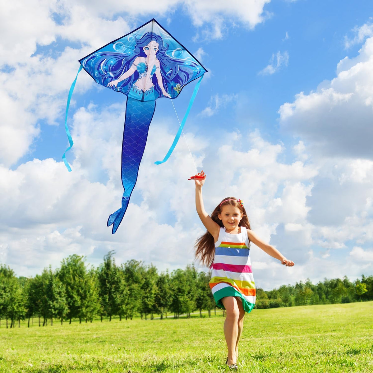 Honbo large mermaid delta kite for kids and adults in bright colors - view 6