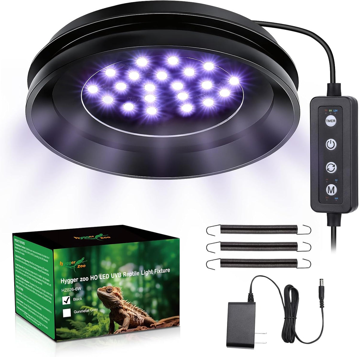UVB Light for Reptiles with Dimming - Black / 6W-Balck