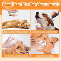 Cat Steam Brush,Rechargeable Pet Steam Brush for Cats Dogs,Silicone Dog Brushes for Short&Long Haired Dogs,3 In 1 Pet Hair Remover Tool for Massage Grooming,Cleaning,Shedding White