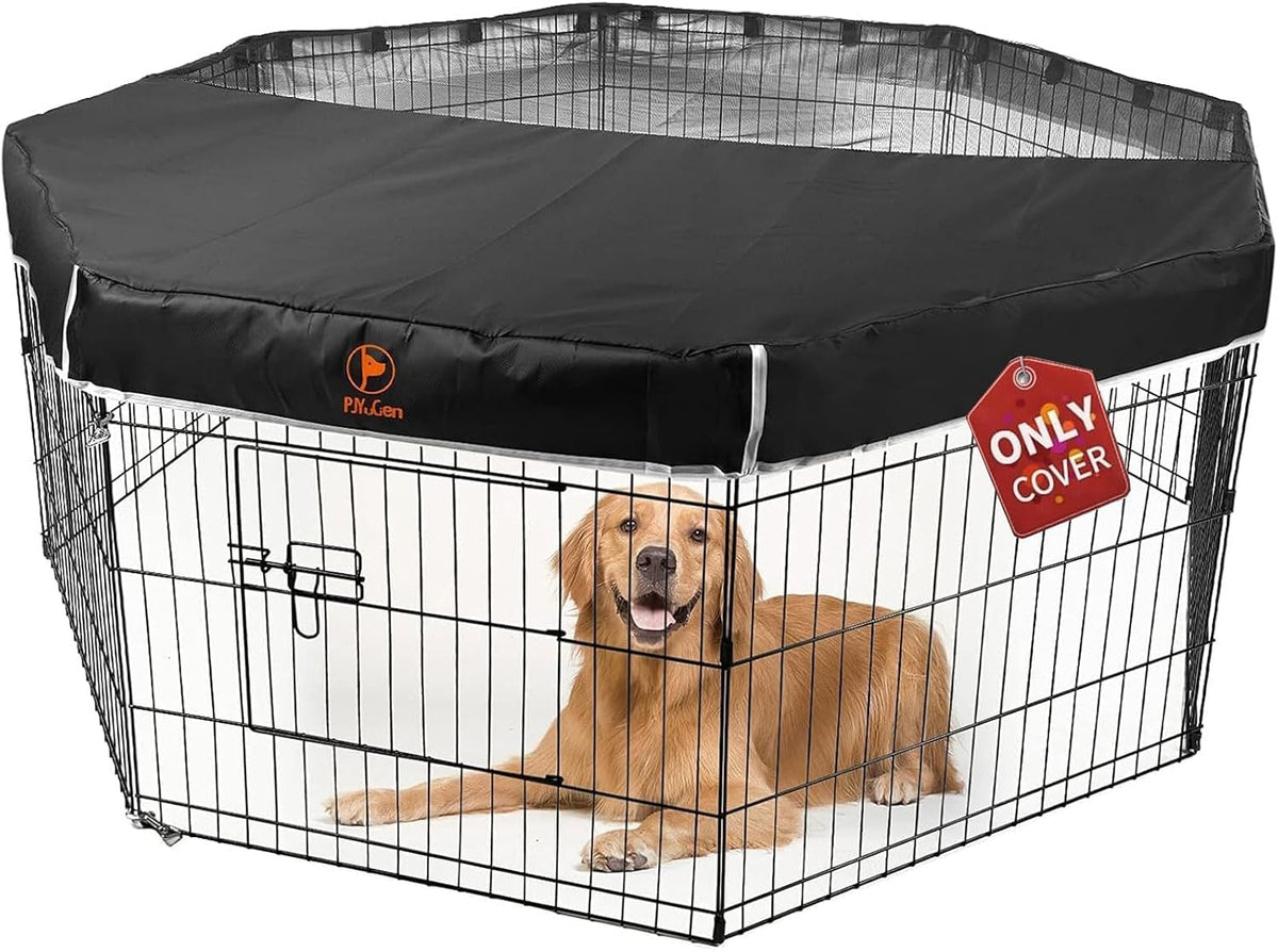 Playpen Top Cover for 24'' Width 8 Panel Pen - Black / Only Top Cover, Adhesive Tape Connections