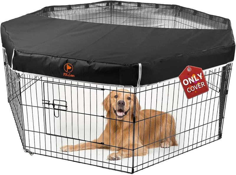 Playpen Top Cover for 24'' Width 8 Panel Pen - Black / Only Top Cover, Adhesive Tape Connections