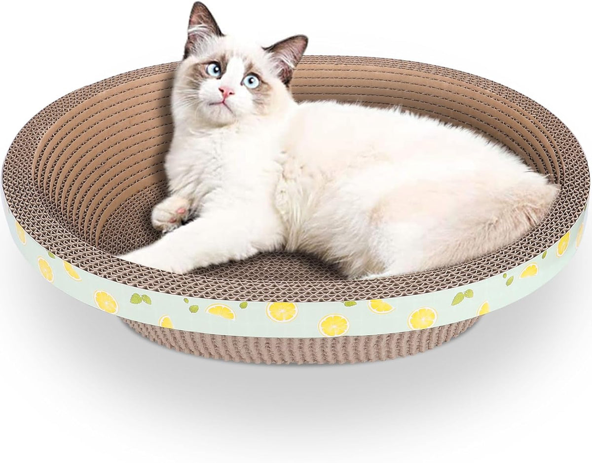 3 Pack Oval Cardboard Cat Scratcher & Lounger Bed - Single - Extra Large