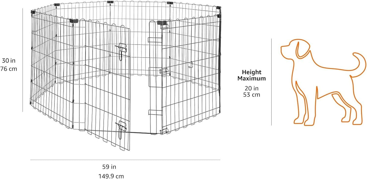 Amazon Basics Portable Foldable Octagonal Metal Exercise Dog Playpen - Single Door / 30"H - image 4
