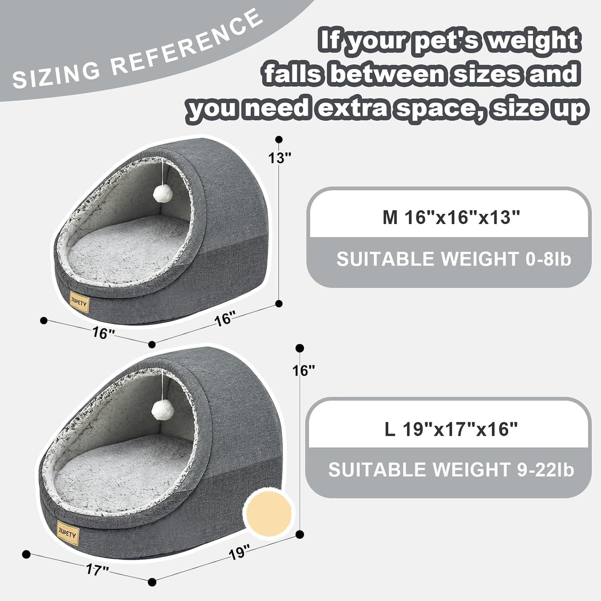 Cute Cat Beds for Indoor Cats, Cave Bed for Kittens - Medium / Dark Gray - image 4