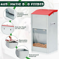 No Installation Large Galvanized Automatic Dog Feeder with Handle 25 Lbs Large Breed Dog Food Dispenser 11.5'' l x 9.8'' W x 23'' H Outdoor Hanging Gravity Food Feeder