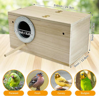 Parakeet Nesting Box, Bird Nest Breeding Box Cage Wood House for Finch Lovebirds Cockatiel Budgie - Medium: 9.8" x 5.1" x 5.3" - image 2