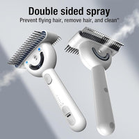 Pet Grooming Brush with Double-Sided Spray and UV Sterilization - 360° Rotating Round Needle, Depilatory Comb and Long Hair Brush, Waterproof, Rechargeable - For Long or Curly Haired Pets