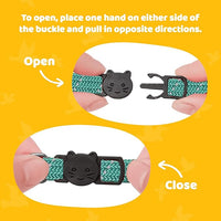 BirdsBeSafe® Break Away Cat Collar with Bell, Reflective Thread for Night Visibility, Comfortable Elastic Stretch Cat Collar to Protect Cat from Getting Stuck in The Garden.