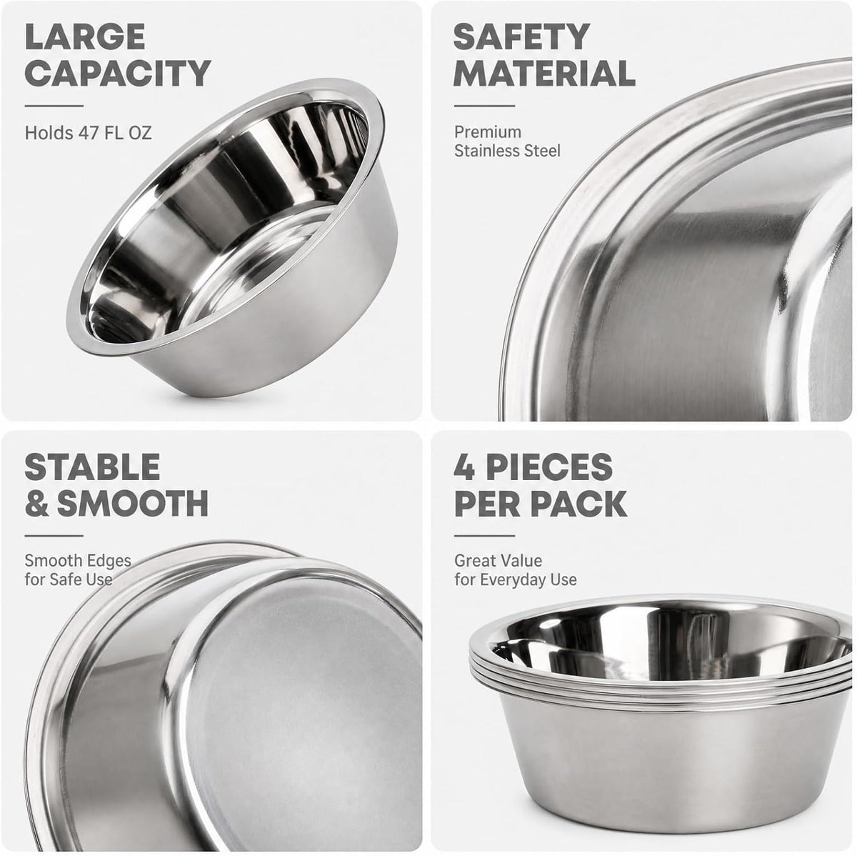 4-Pack Stainless Steel Dog and Cat Bowl - image 3