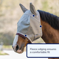 SmartEquine Fly Mask with UV Protection, Ears, and Mesh | Wide Secure Closure | UV Fly Mask for Horses (Cob)