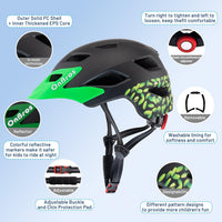 OnBros Kids Bike Helmet Boys Girls Youth Visor Adjustable 50-57CM – Fun for Kids & Family - B-Black Pistachio [NEW] - image 3