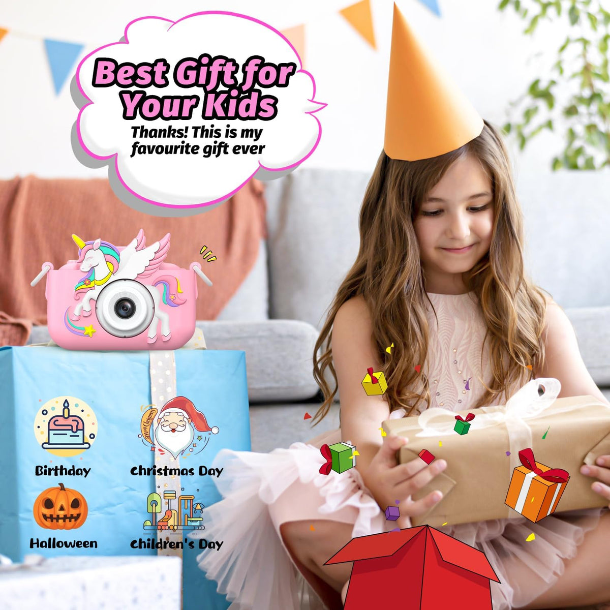 Dinosaur Kids Camera for Boys Girls - Colorful Pink - image 2