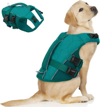 ASENKU Dog Life Jacket, High Floatation Dog Swimming Vest with Rescue Handles for Small Medium - X-large / LakeGreen