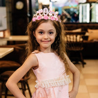 SuPoo 4th Birthday Headband Flower Crown for Girls Princess Tiara 4th - Pink-9th - image 2