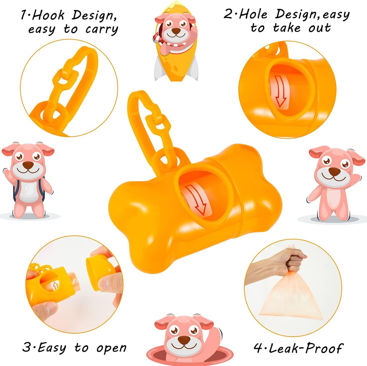 10 Pack Bone Shaped Poop Bag Dispenser Pet Waste Disposal Bag - Random Color (80 Pack) - image 3