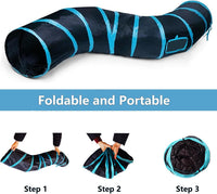 Cat Tunnel Tube Toys，Tunnels for Indoor Cats - S - 2 Way Black Blue - image 2