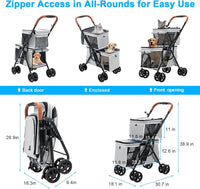 Double Pet Stroller for 2 Dogs & Cats, Double-Decker, Blue – Essentials for Dogs - Gray - image 3